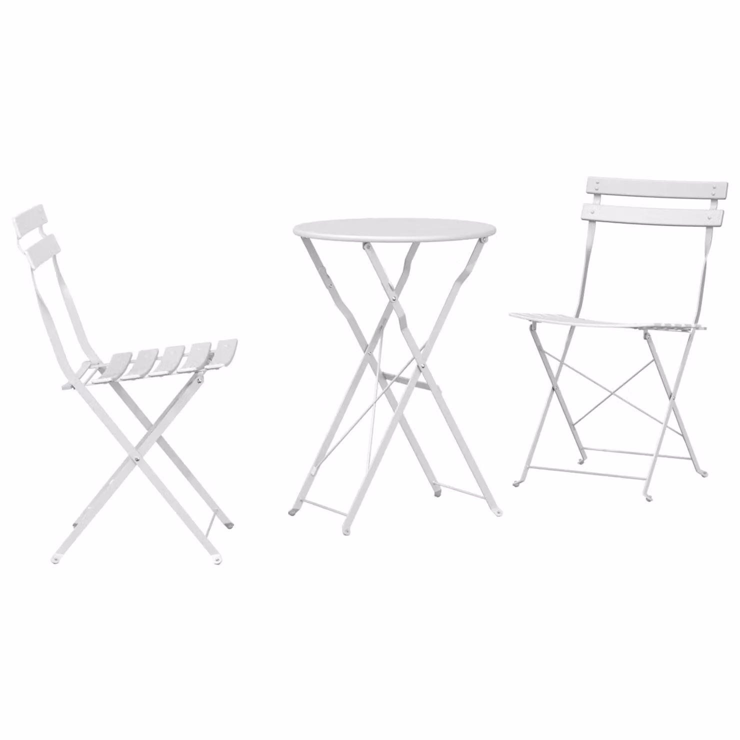 Berkfield Home 3-Piece Folding Bistro Set in White Metal – 2