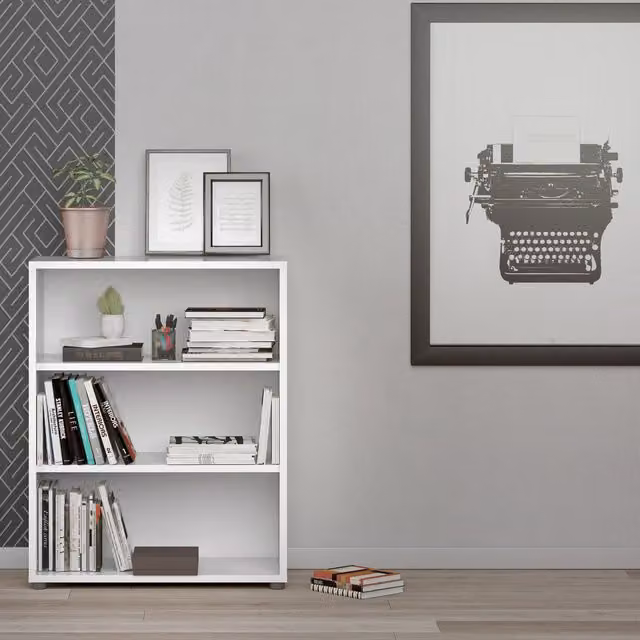 Furniture To Go Prima Bookcase with 2 Shelves and Back Panel, White