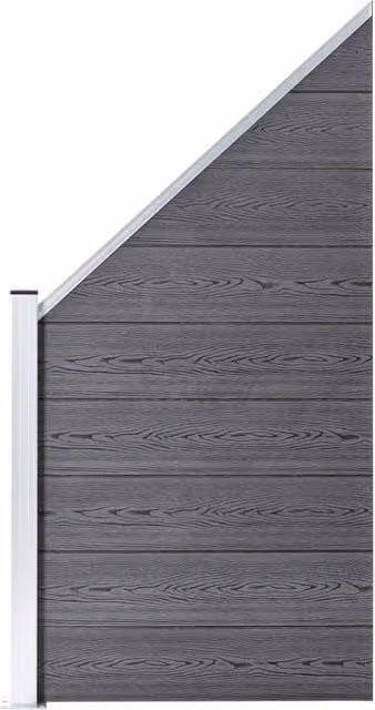 Berkfield Home WPC and Aluminium Fence Set in Grey, 1 Square and 1 Slanted Panel, W: 273 cm, H: 186 cm – 1