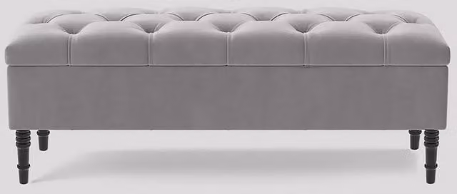 R&M Furnishers Chesterfield Ottoman Storage Bench in Silver Plush Velvet, Width: 150 cm