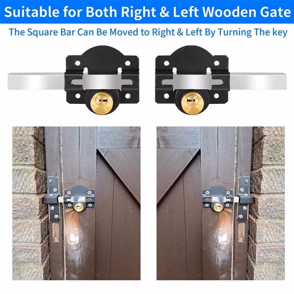 SPETLEK Black Stainless Steel Security Garden Shed Gate Lock with Long Throw Double Locking Mechanism, 50mm – 4
