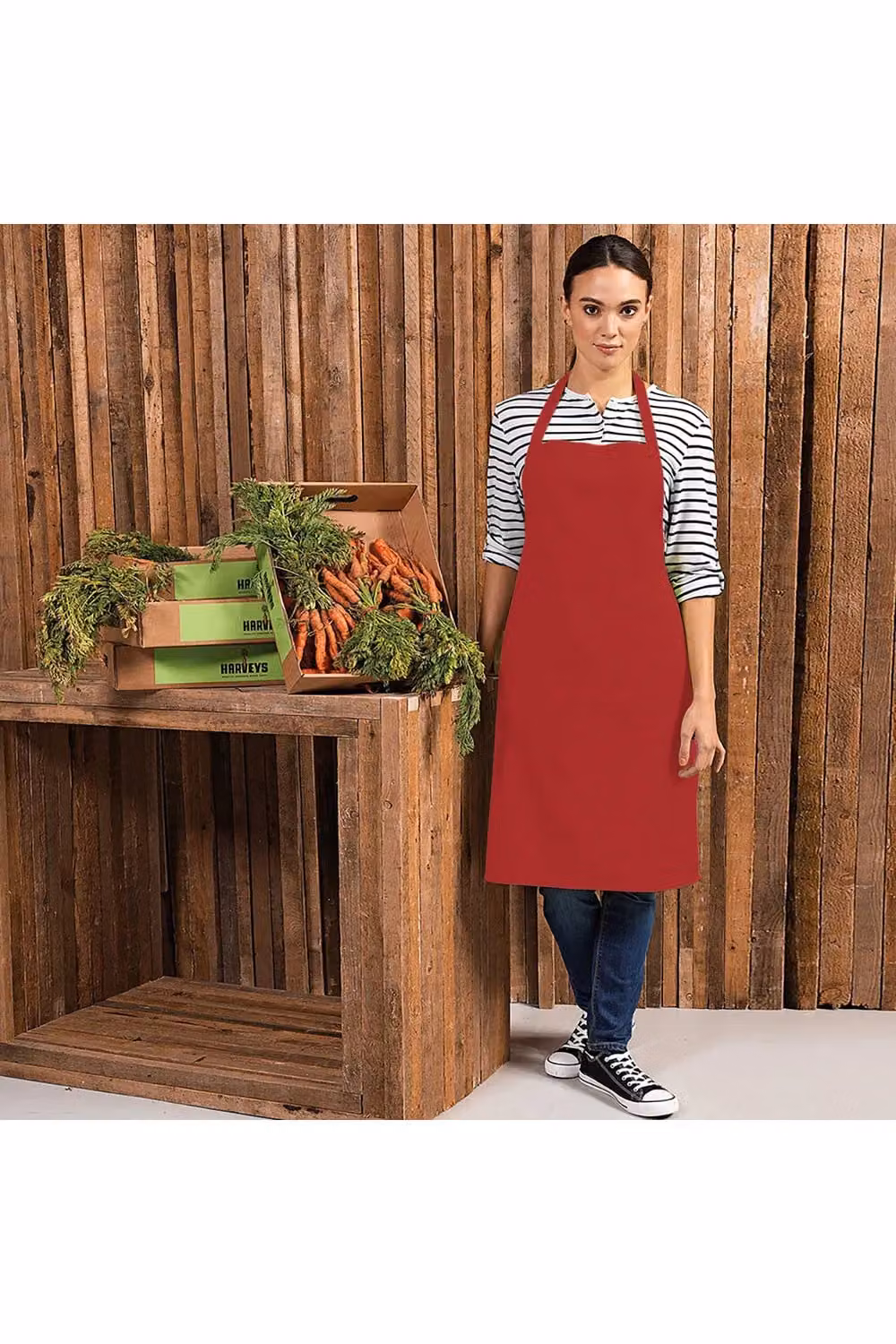 Premier Colours Red Poly-Cotton Bib Apron for Professionals – 2