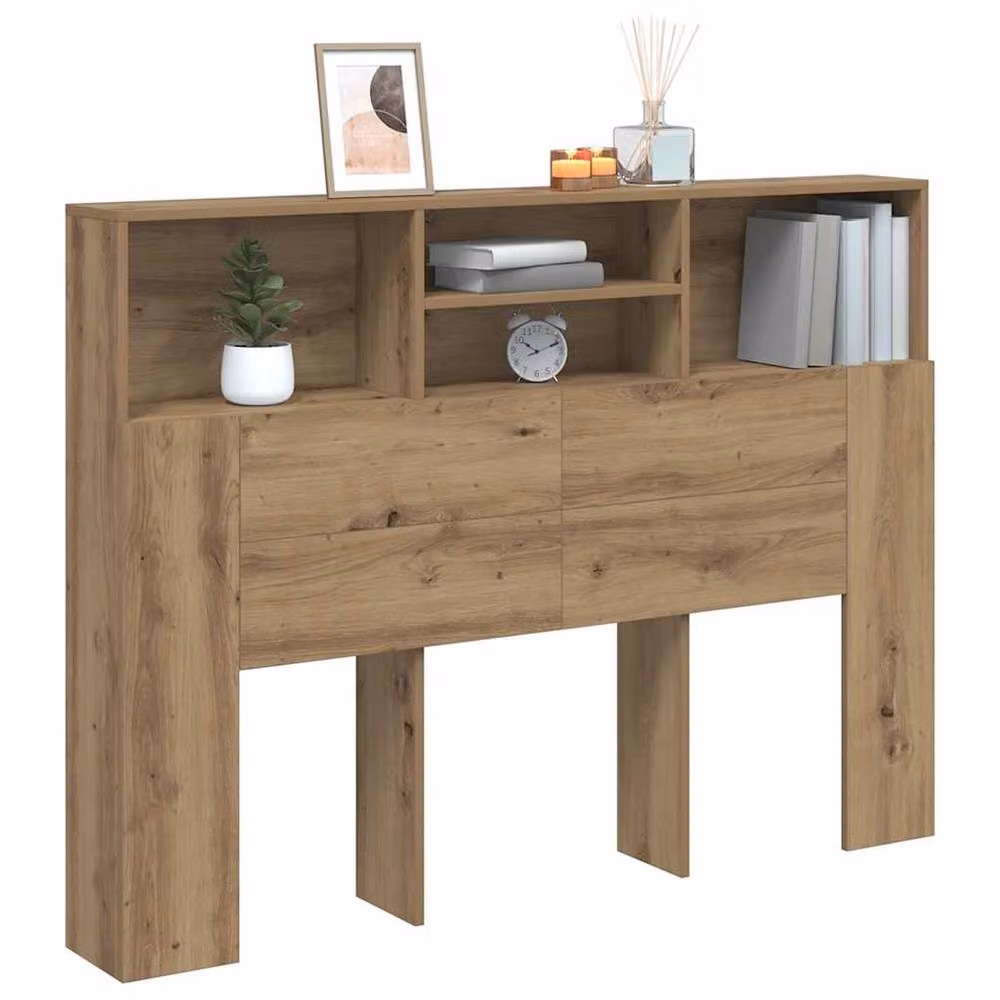 Berkfield Home Artisan Oak Headboard Cabinet in Brown, W: 140 cm, D: 19 cm, H: 103.5 cm – 3