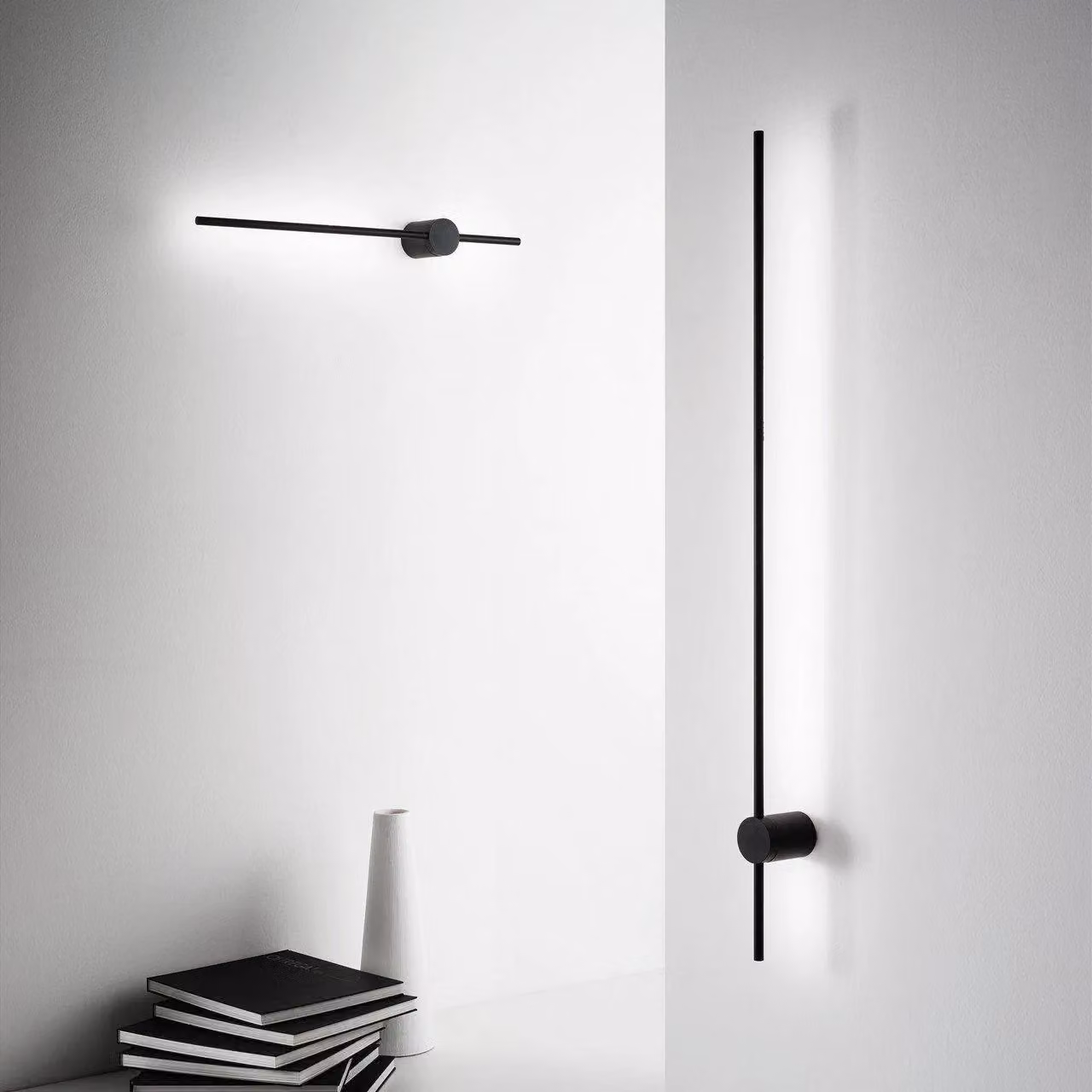 Netlighting Essence Tall Integrated LED Wall Lamp, Black, Height: 124 cm, 3000K Warm White – 2