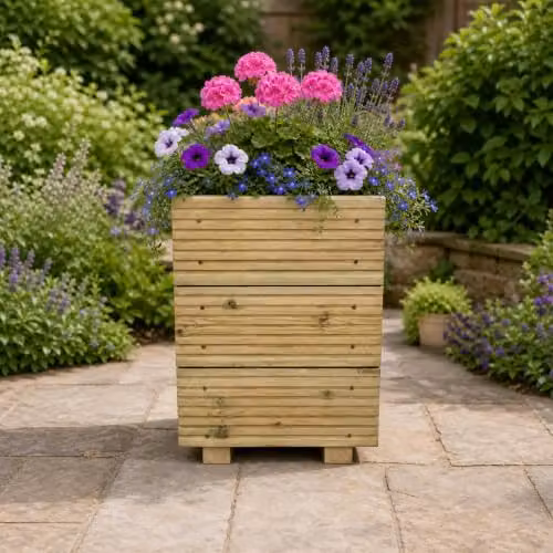 Planter Potters Brown Wooden Tub Planter for Ornamental, Herb and Vegetable Gardens – 2