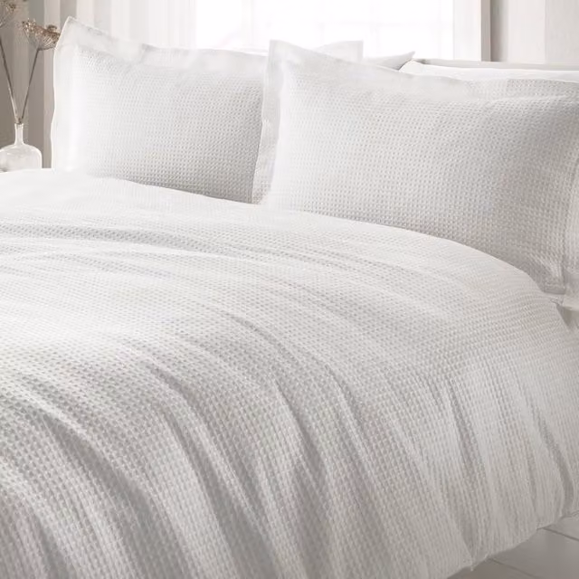 Terrys White Cotton Waffle Duvet Cover Bedding Set