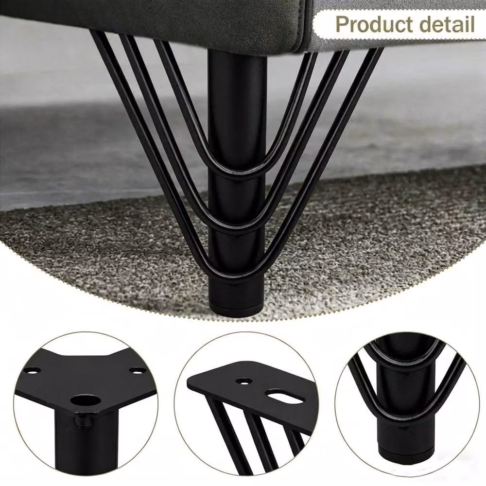 EONLION Set of 4 Heavy Duty Metal Table Legs, Black, Height: 15 cm – 3