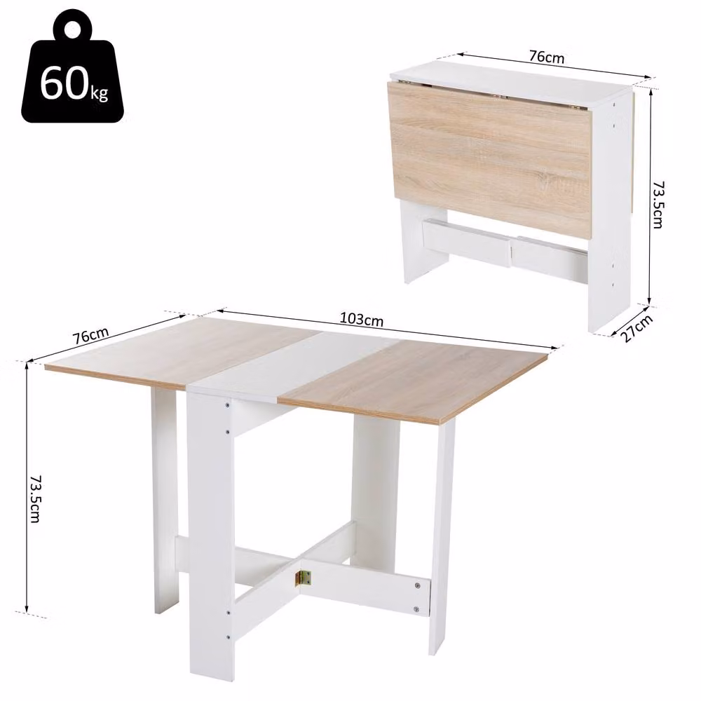 STILVORA Drop-Leaf Dining Table in Light Oak Effect – 2