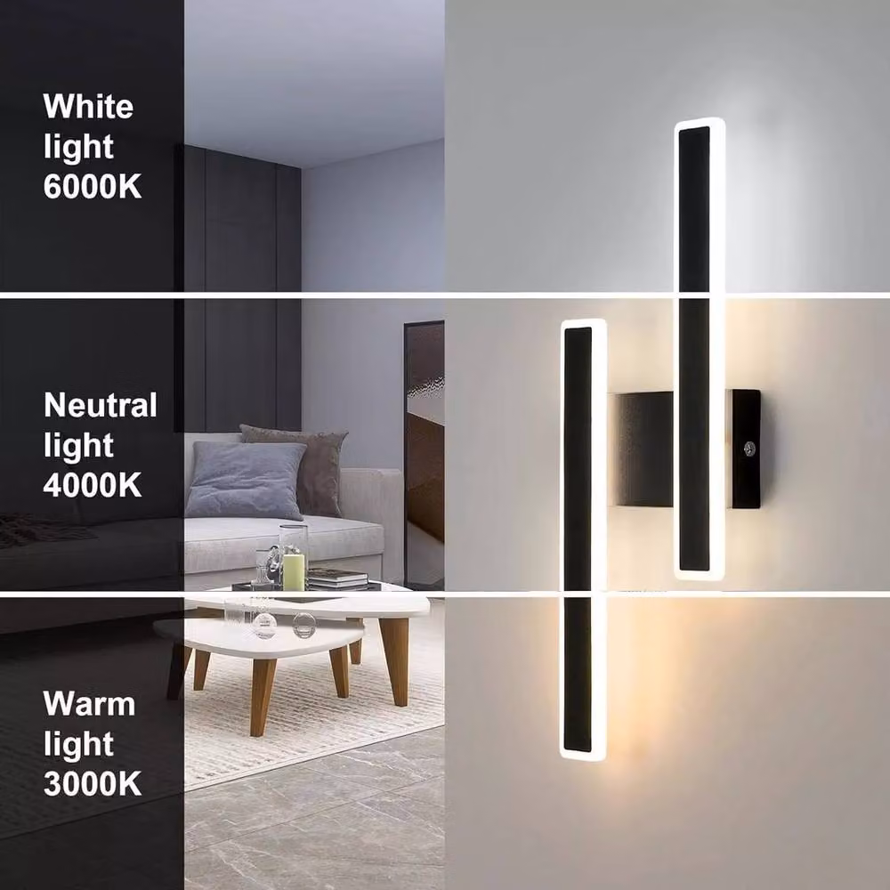 EONLION Modern Dimmable LED Wall Lamp in Black, 32W Up and Down Light for Living Room, Bedroom or Hallway – 3