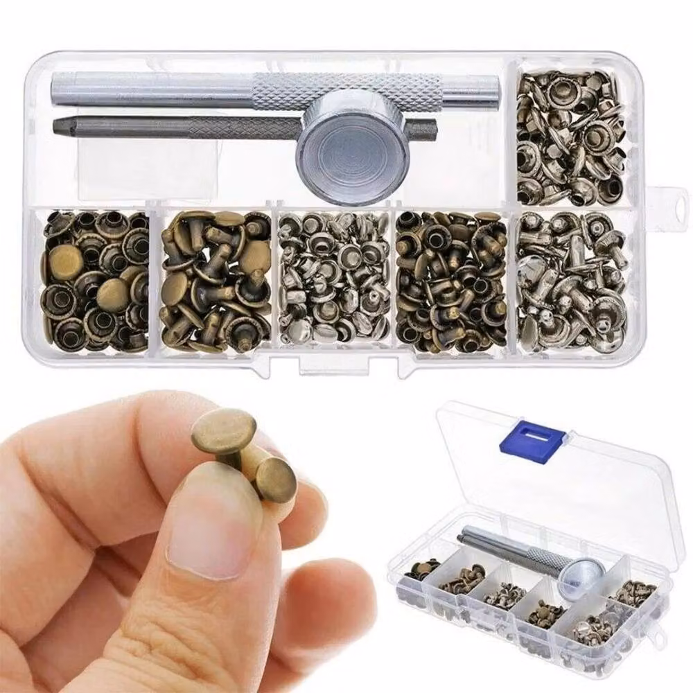 NESTLUNE 120-Piece Double Cap Metal Rivet Stud Fixing Tool Set in Silver – 2