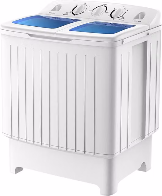 Gymax Mini Twin Tub Top Loader Laundry Washing Machine in Blue