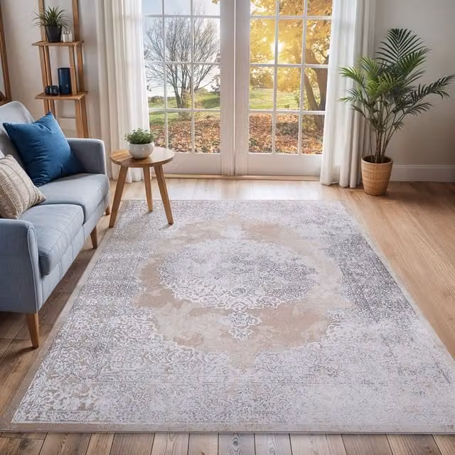 Livabliss Lustro Vintage Boho Rectangular Rug in Beige and Grey, W/D/H: 80 x 150 cm