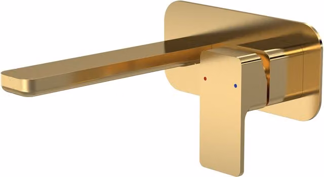 Balterley Wall Mounted Two Tap Hole Basin Mixer Tap with Back Plate in Brushed Brass