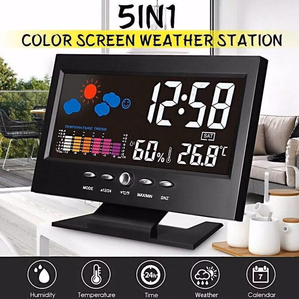 Kelvenix LED Digital LCD Display Alarm Clock in Black – 4
