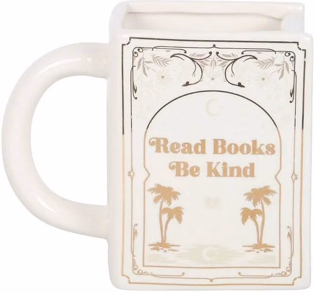 Something Different Read Books Be Kind Shaped Ceramic Mug in White