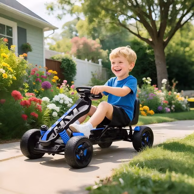 AIYAPLAY Pedal Go Kart with Automatic Clutch and Brake in Blue