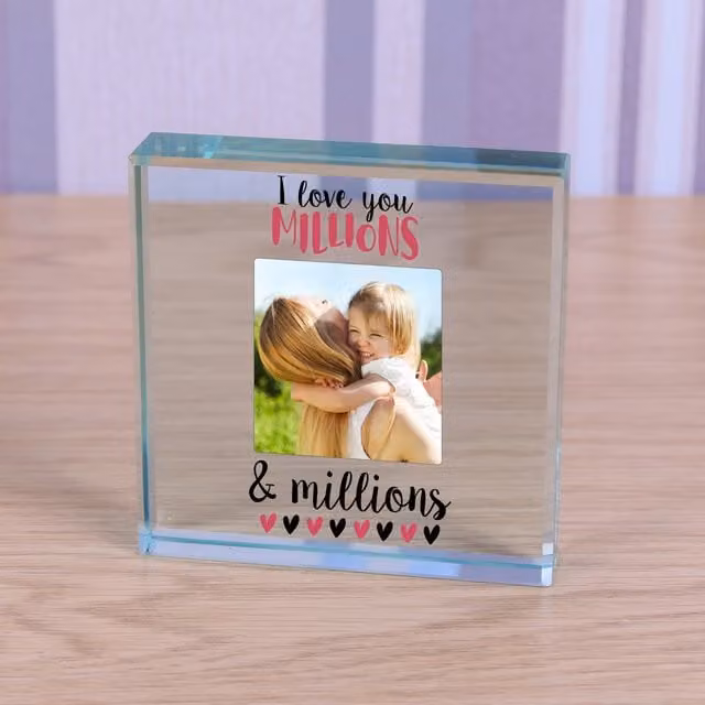 Uniqueful Personalised I Love You Millions Glass Token in Transparent and Beige for Valentine's Day