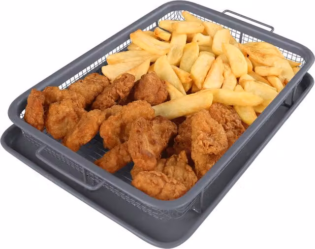Homiu Non-Stick Rectangular Crisper Tray Set in Grey