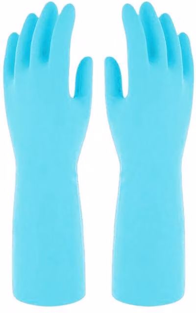 Marigold Blue Rubber and Cotton Bathroom Gloves, Size: Large