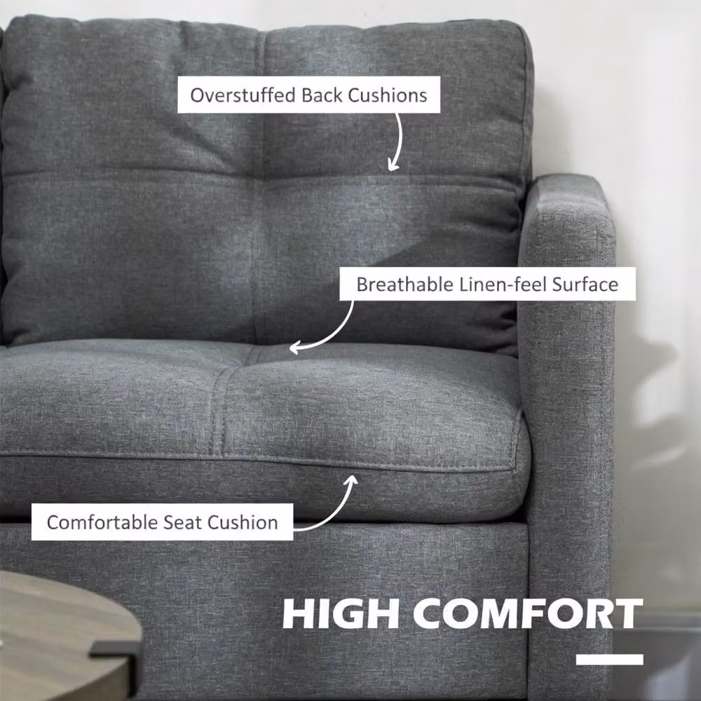 STILVORA 2-Seater Modern Upholstered Sofa with Metal Frame in Grey – 4