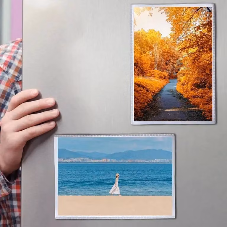 FLAVORA 12 Pack White Adhesive Magnetic Photo Pockets, 10 x 15 cm