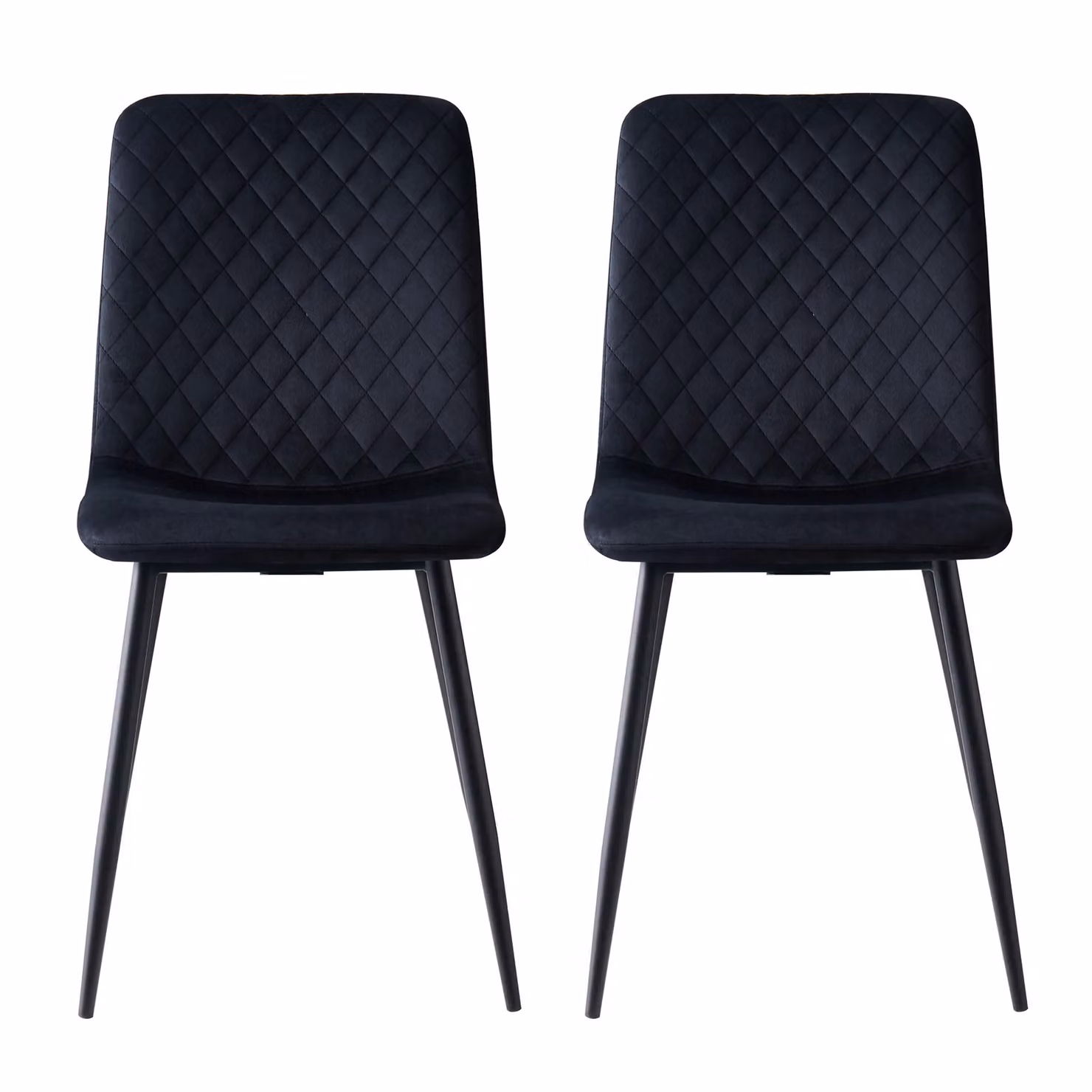 MCC Direct Lexi Set of 2 Black Velvet Fabric Upholstered Dining Chairs with Metal Frame – 3
