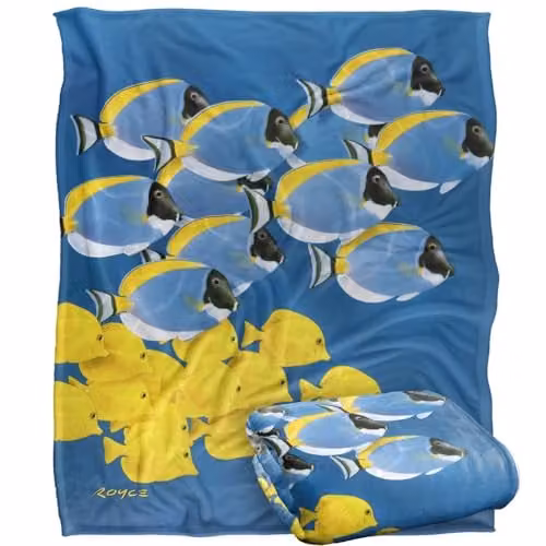 JQ Licensing Royce McClure Tang Tropical Fish Silky Touch Super Soft Fleece Throw Blanket, White, W/D/H: 152 x 127 cm