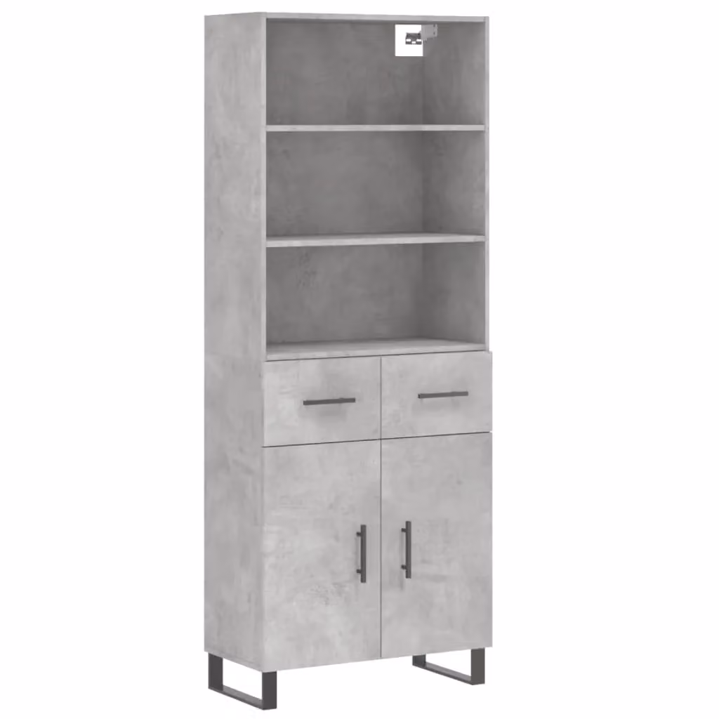 Berkfield Home Highboard in Concrete Grey, W/D/H: 69.5 x 34 x 180 cm – 2