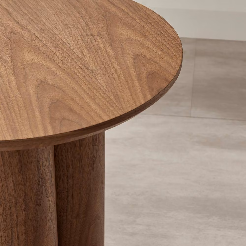 FurnitureboxUK Sutton Round Wood Veneer Side Table in Walnut – 3