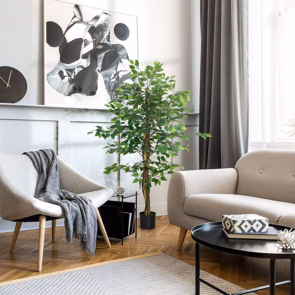 STILVORA Artificial Ficus Tree in Green, Height: 150 cm – 2