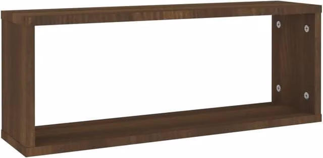 Berkfield Home Wall Mounted Cube Shelves, 6 Piece Set in Brown Oak, W/D/H: 60 x 15 x 23 cm
