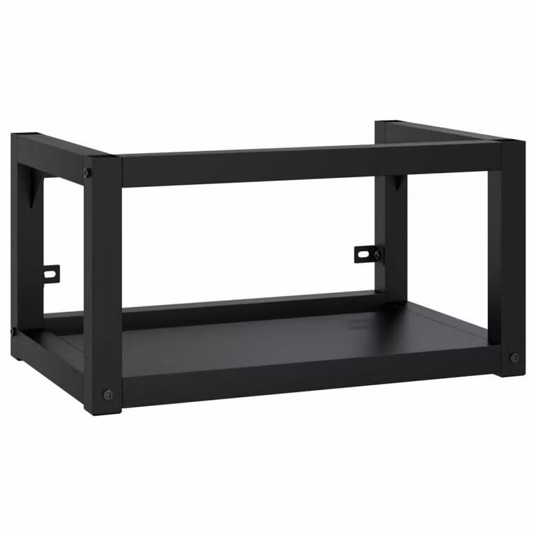 Berkfield Home Wall-mounted Black Metal Bathroom Washbasin Frame, W: 59 cm, D: 38 cm, H: 31 cm