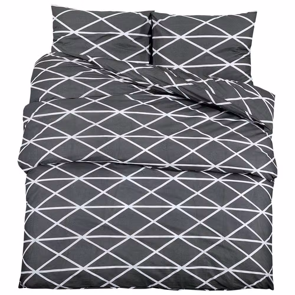 Berkfield Home Elegant Grey Cotton Duvet Cover and Pillowcase Set, W/D/H: 200 x 200 cm and 80 x 80 cm – 3
