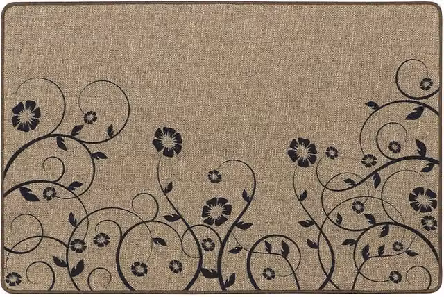 JVL Elegance Floral Machine Washable Indoor Doormat, Beige, W: 50 cm, D: 75 cm