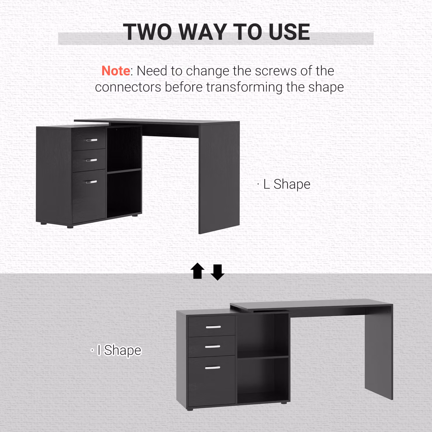 HOMCOM L-Shaped Computer Desk with Drawer and Shelf in Black – 4