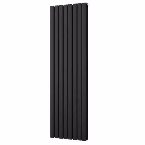 UK Radiators Typhoon Black Flat Tube Vertical Designer Radiator, W: 54.4 cm, H: 180 cm – 2