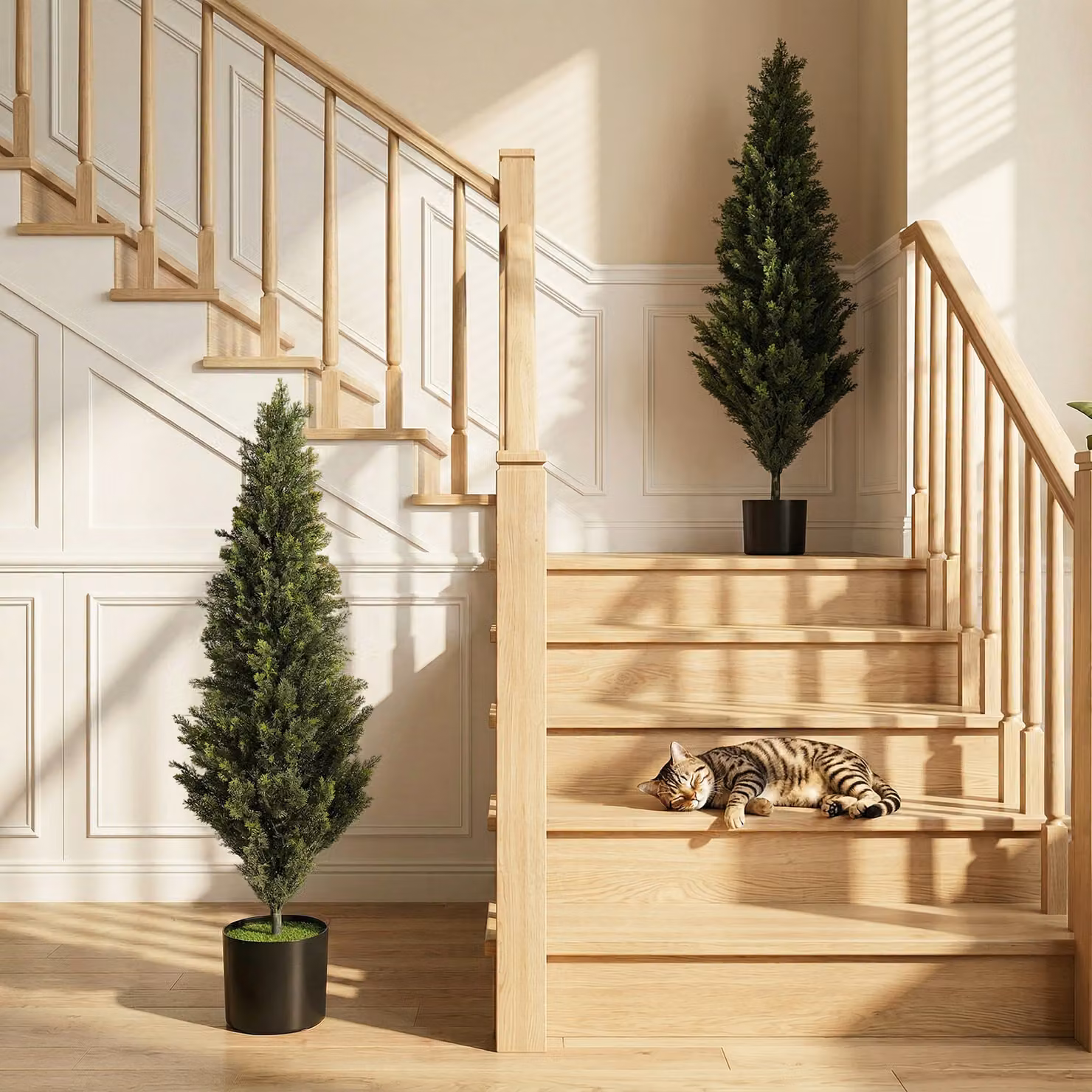 HOMCOM Set of 2 Green Decorative Artificial Cypress Trees with Weighted Pots, Height: 120 cm – 2