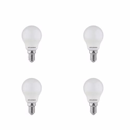 Sylvania Homelight LED Bulb, E27 Socket, 5W, 470 Lumens, Warm White 2700K, Pack of 4