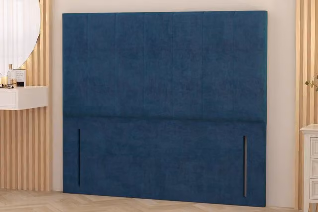 Somnior Austin Plush Velvet Upholstered Divan Headboard in Navy Blue, Size: Small Double
