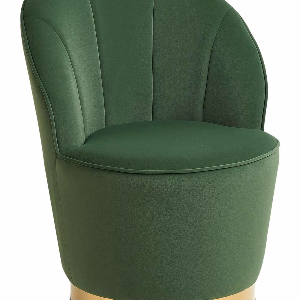 Wyld and Coco Green Velvet Round Tub Armchair with Gold Metal Base – 2