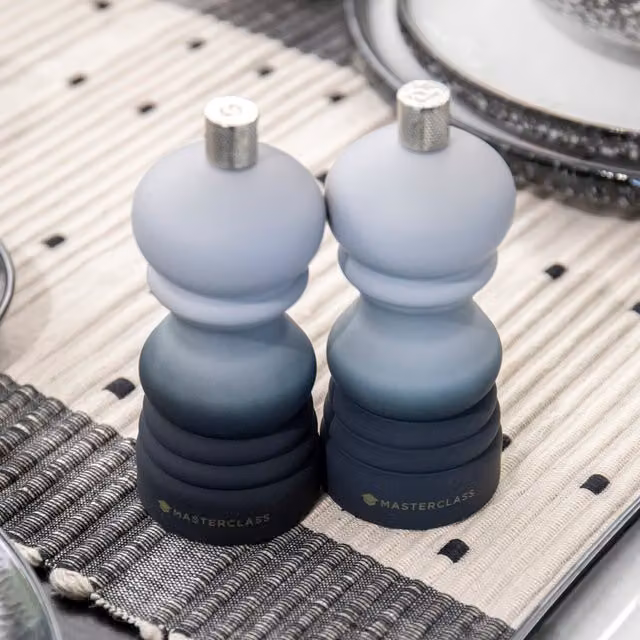 MasterClass Set of 2 Grey Ceramic Capstan Salt and Pepper Mills with Interchangeable Caps