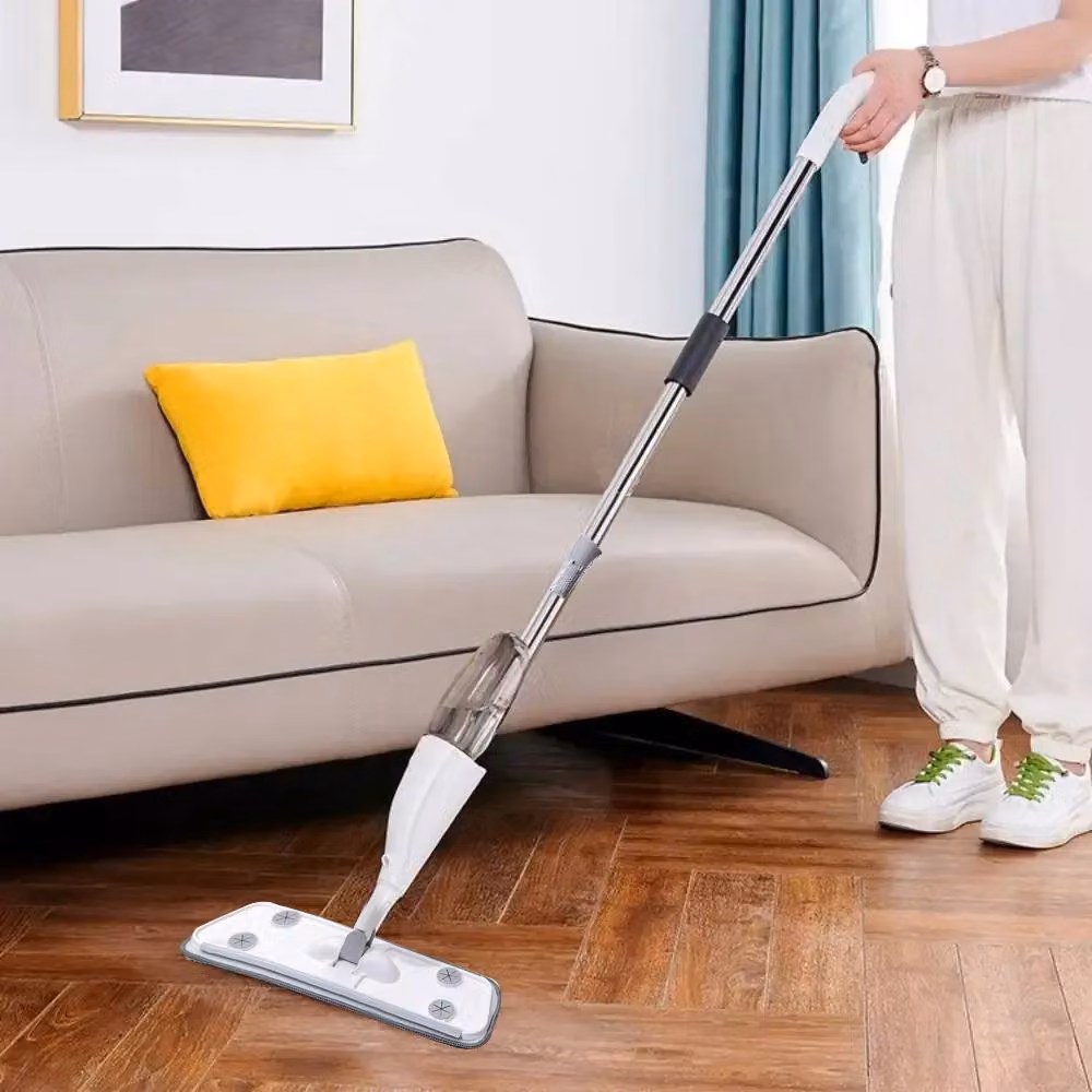 SPETLEK Spray Mop for Floor Cleaning in White and Grey with 5 Reusable Microfibre Pads – 3