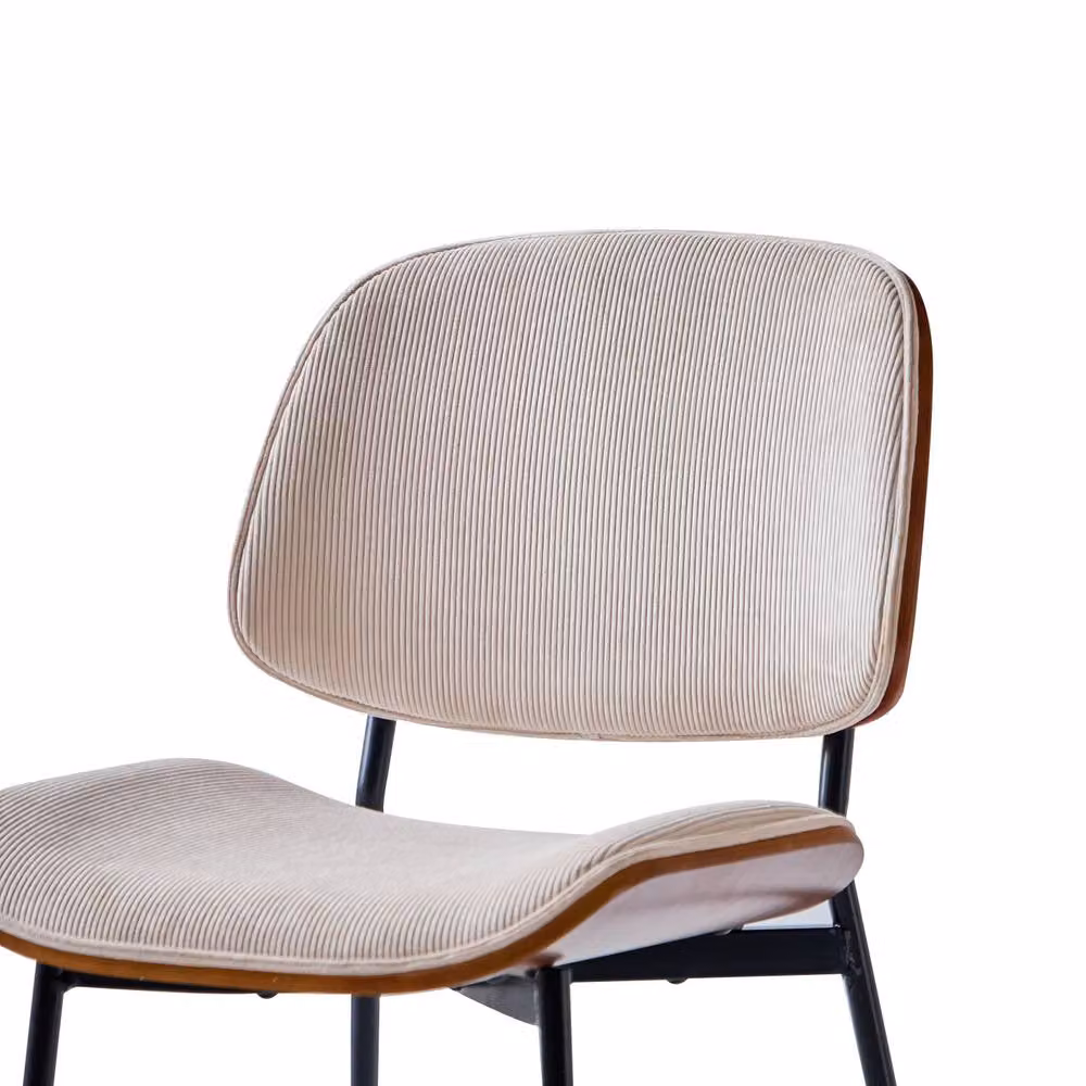 Nordlys Set of 2 Industrial Metal and Wood Dining Chairs in Beige and Black – 4