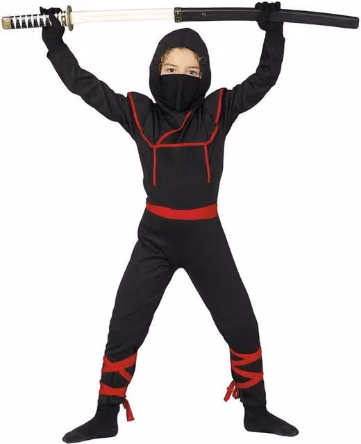 Fiestas Guirca Childrens Shinobi Costume Set in Black and Red