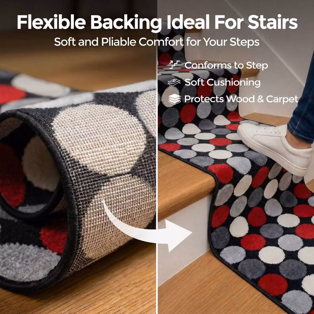 Bravich LTD Modern Spot Print Hallway Runner Rug, Non-Slip Low Pile, Black, W/D: 60 x 240 cm – 5