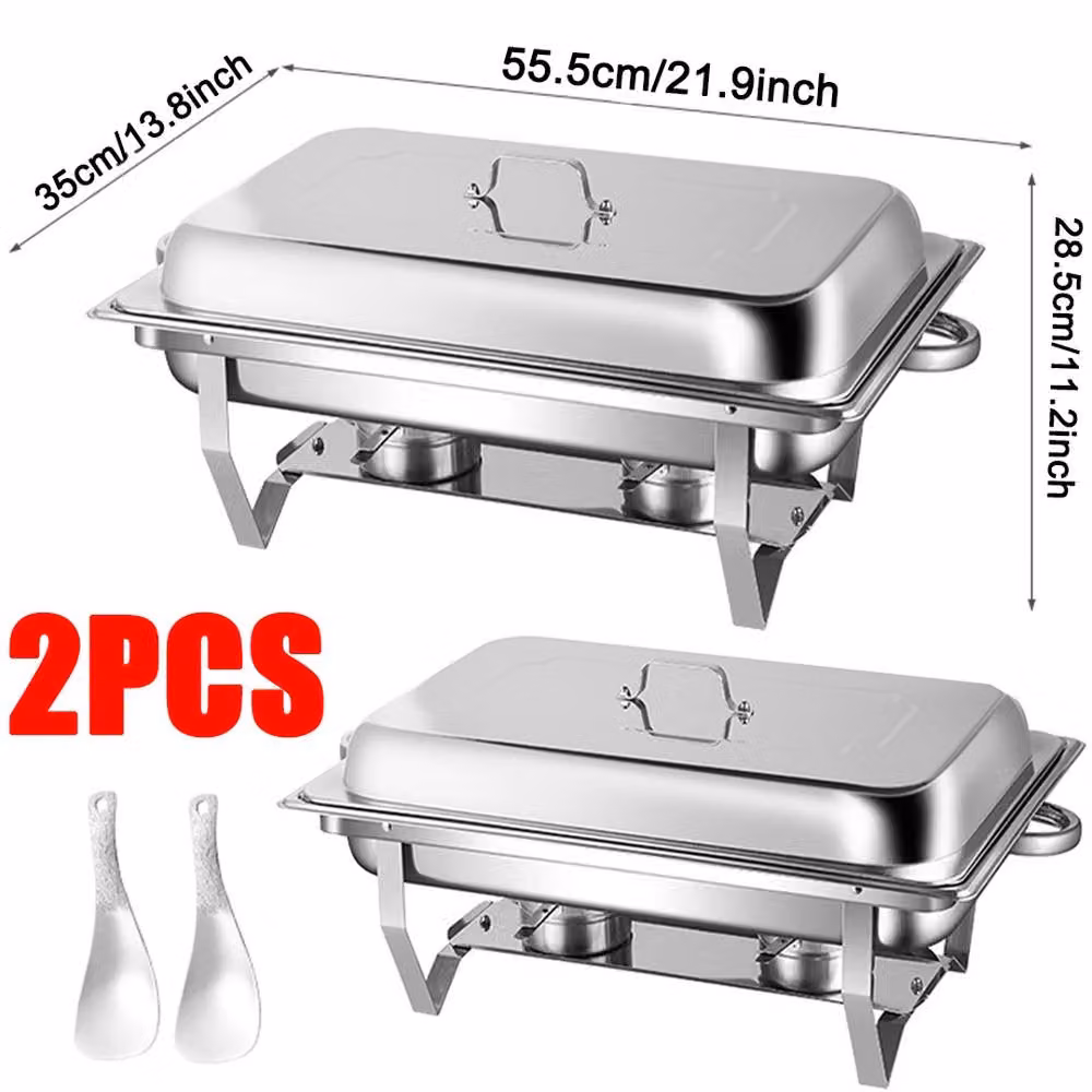 Kelvenix Stainless Steel Chafing Dish Bain Marie Food Warmer Set, Silver, 9L – 2