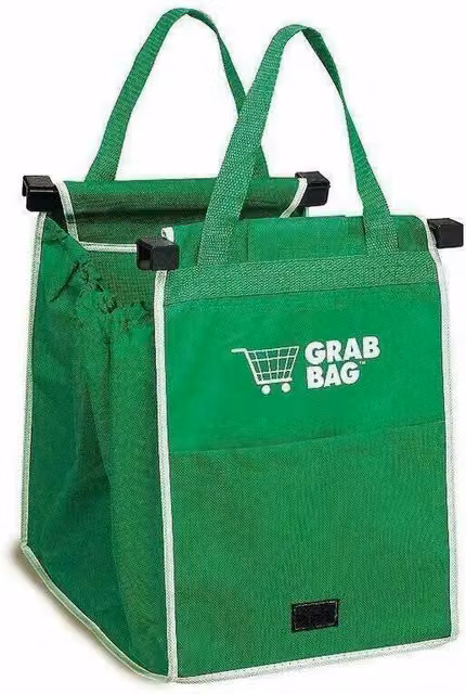 EONLION 2 Pack Reusable Foldable Trolley Bags in Green