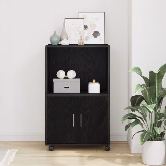 Berkfield Home Modern Rolling Cabinet in Black Oak, W/D/H: 55 x 40 x 91 cm