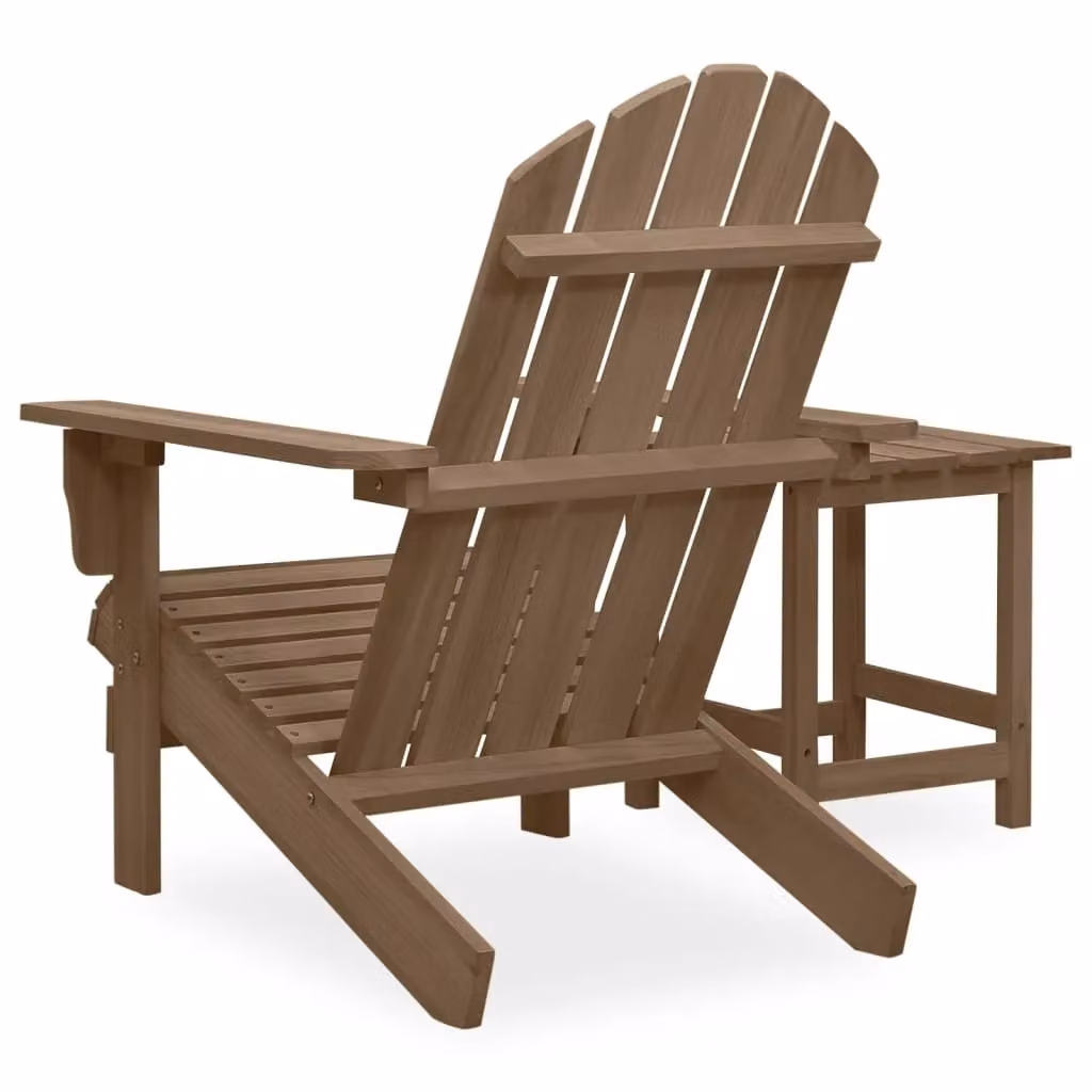 Berkfield Home Garden Adirondack Chair with Table in Brown Solid Fir Wood – 3