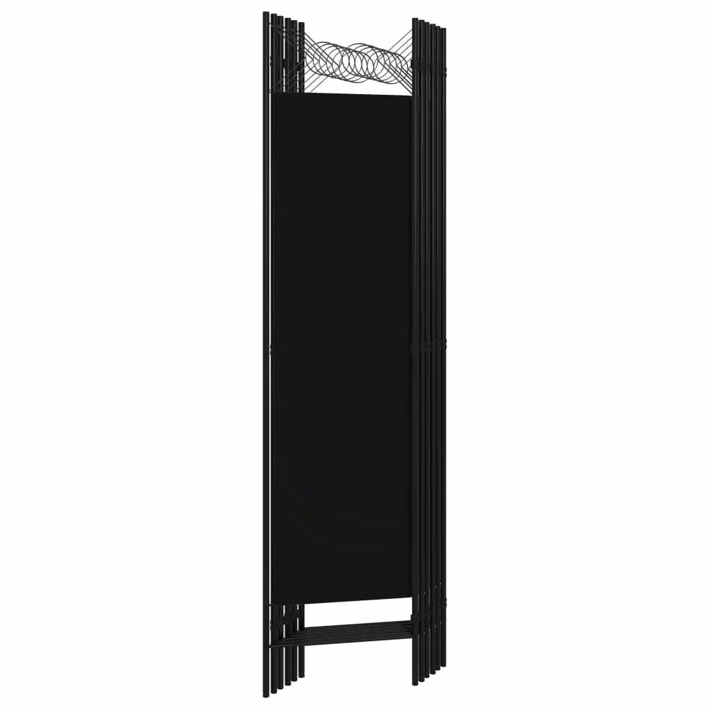 Berkfield Home 6-Panel Black Metal and Fabric Room Divider, H 180 cm x W 240 cm – 4